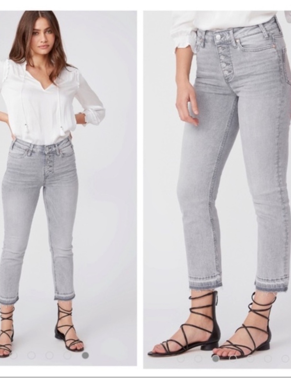 PAIGE Cindy Crop Jeans In Faded Asphalt sz 27 raw hem